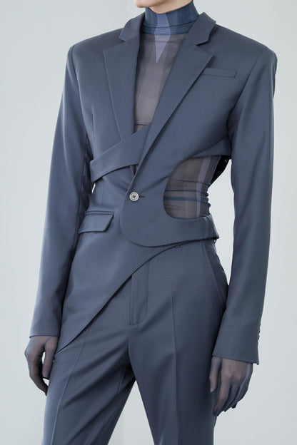 Georgia Asymmetric Cutout Blazer - Grey