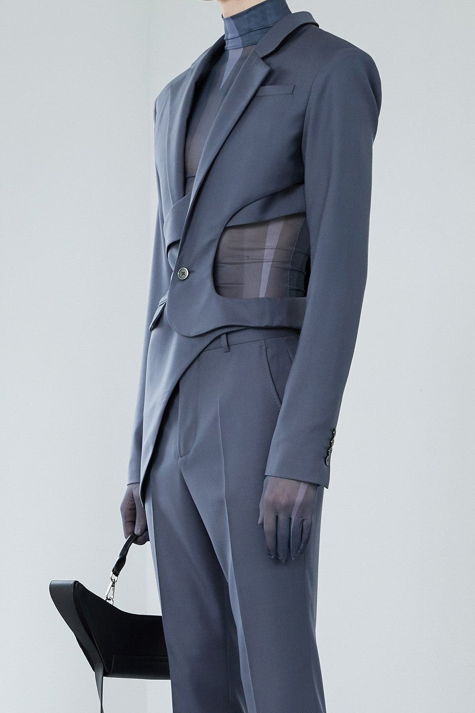 Georgia Asymmetric Cutout Blazer - Grey