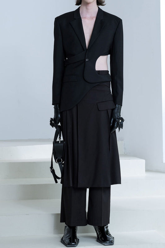 Georgia Asymmetric Cutout Blazer - Black