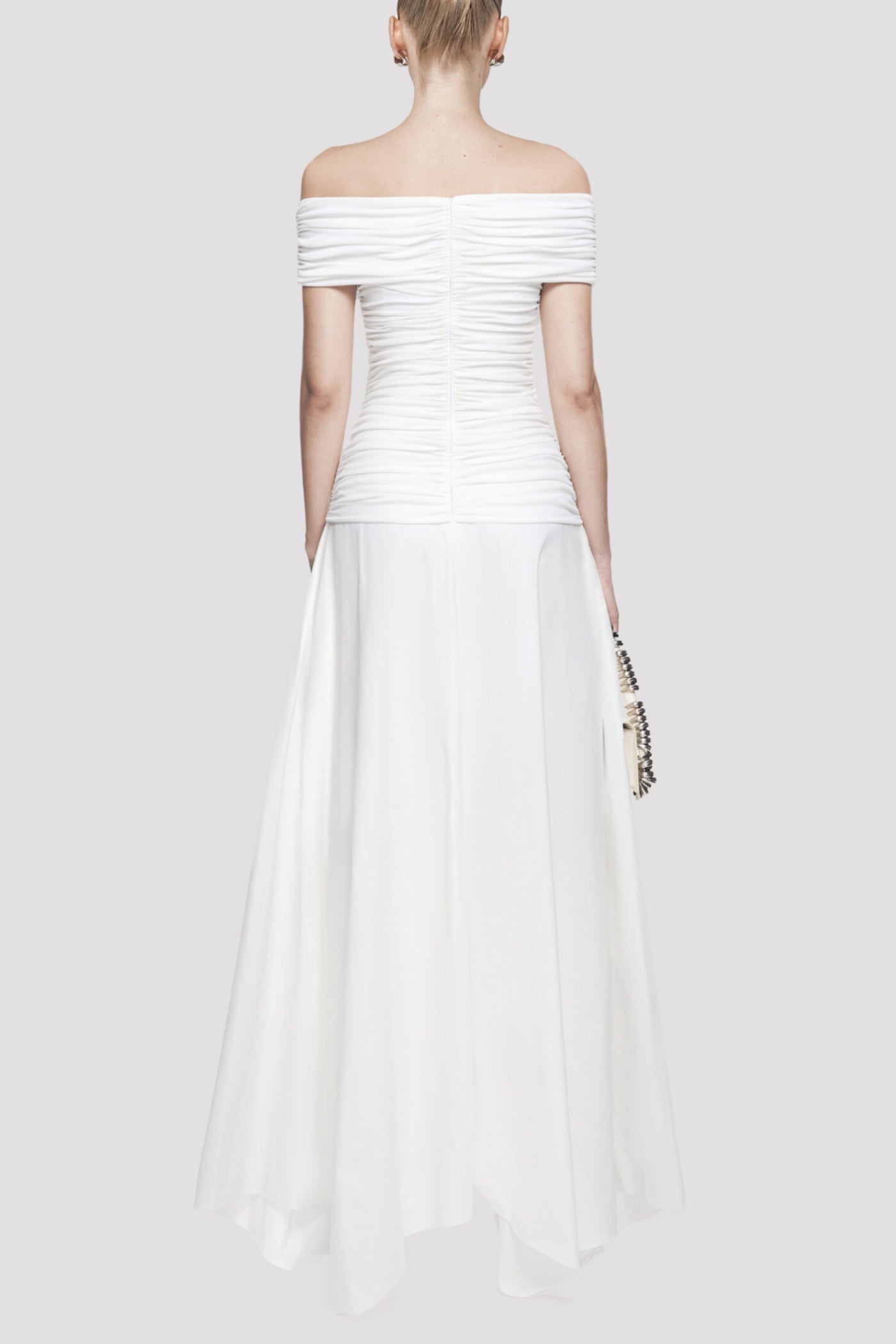 Harsian Off Shoulder Draped Maxi Dress - White