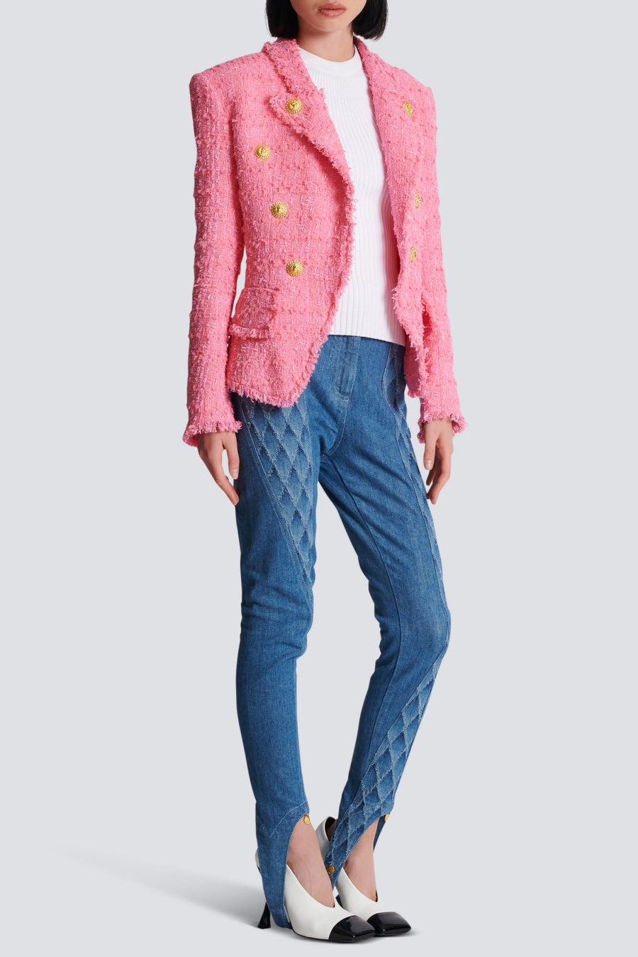 Hazel Gold Buttoned Tweed Jacket