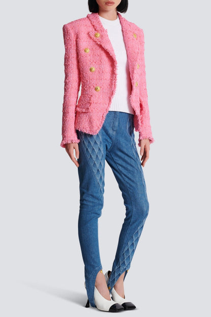 Hazel Gold Buttoned Tweed Jacket