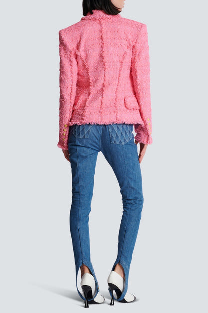 Hazel Gold Buttoned Tweed Jacket