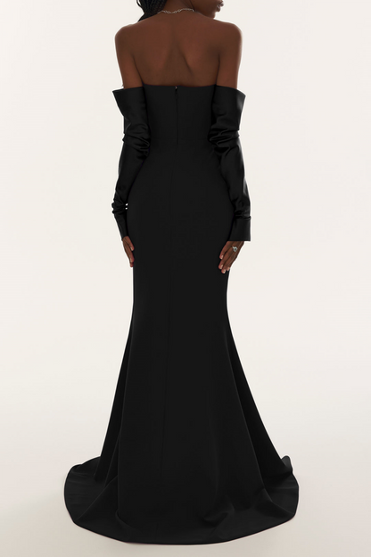 Heega Off Shoulder Corset Maxi Dress - Black