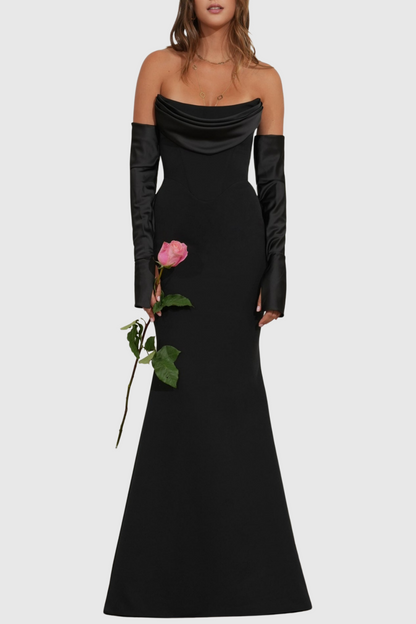 Heega Off Shoulder Corset Maxi Dress - Black