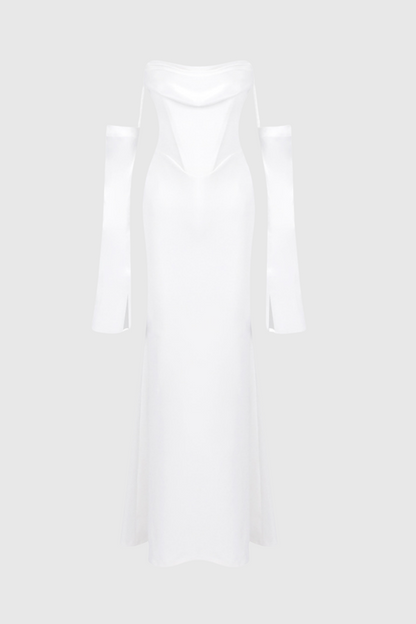 Heega Off Shoulder Corset Maxi Dress - White