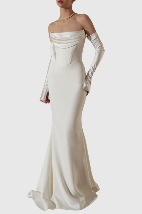 Heega Off Shoulder Corset Maxi Dress - White