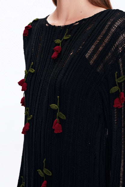 Hilaria Rose Handcrafted Knit Crochet Top