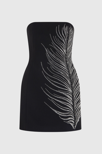 Hlisa Strapless Feather Embellished Mini Dress