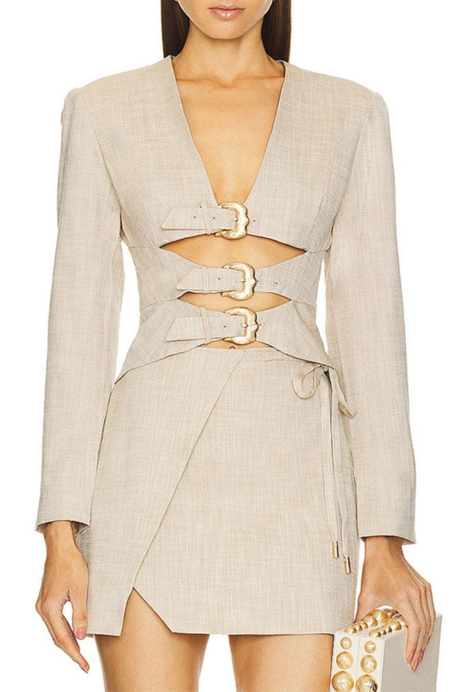Indira Cutout Buckle Blazer Set