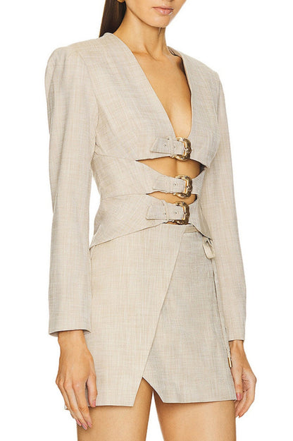 Indira Cutout Buckle Blazer Set