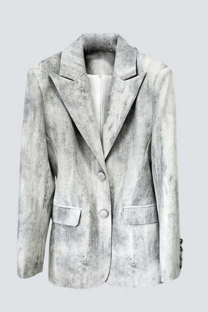 Isleta Print Blazer Two Piece Set - Grey