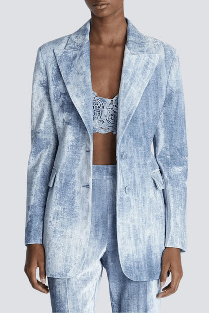 Isleta Print Blazer Two Piece Set - Blue