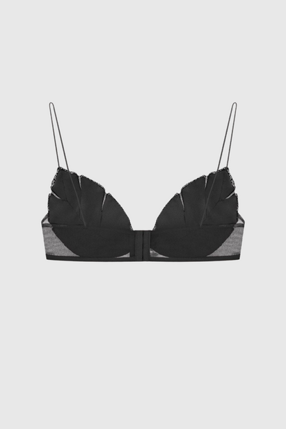 Jackia Leaf Crystal Bralette - Black