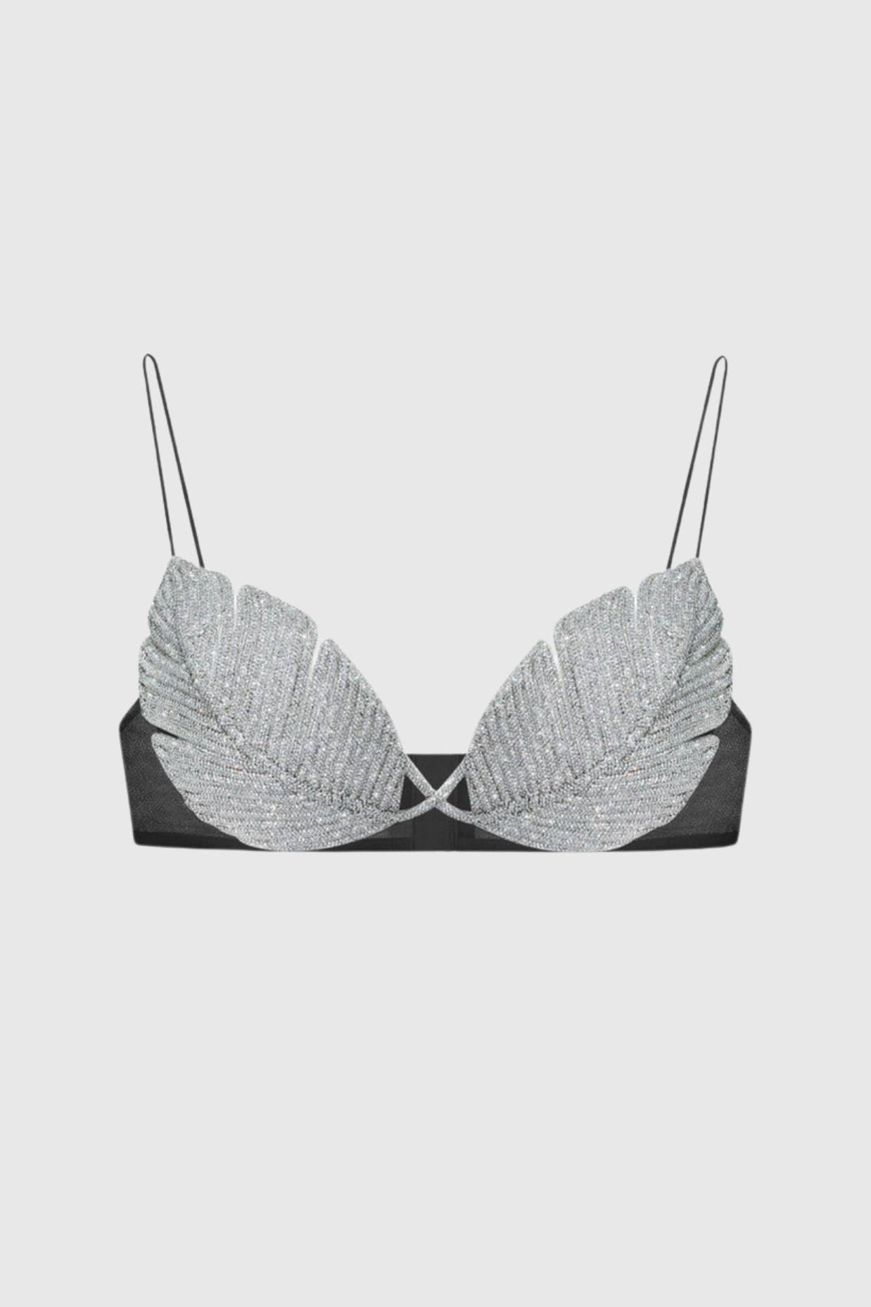 Jackia Leaf Crystal Bralette - Black