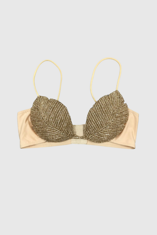 Jackia Leaf Crystal Bralette - Gold