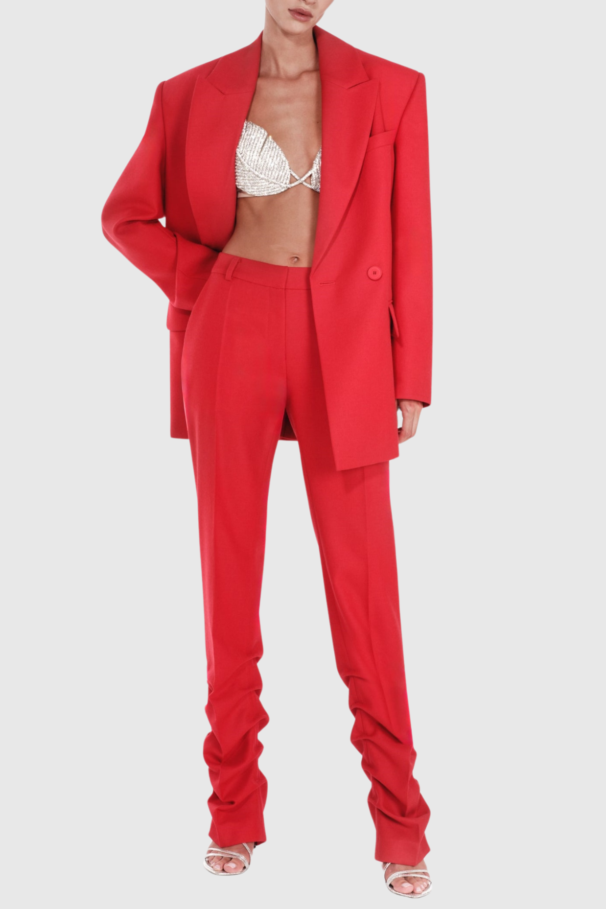 Jackia Leaf Crystal Bralette - Silver