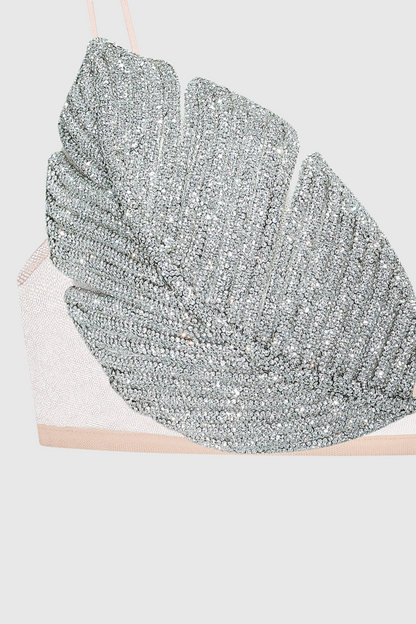 Jackia Leaf Crystal Bralette - Silver