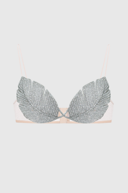 Jackia Leaf Crystal Bralette - Silver