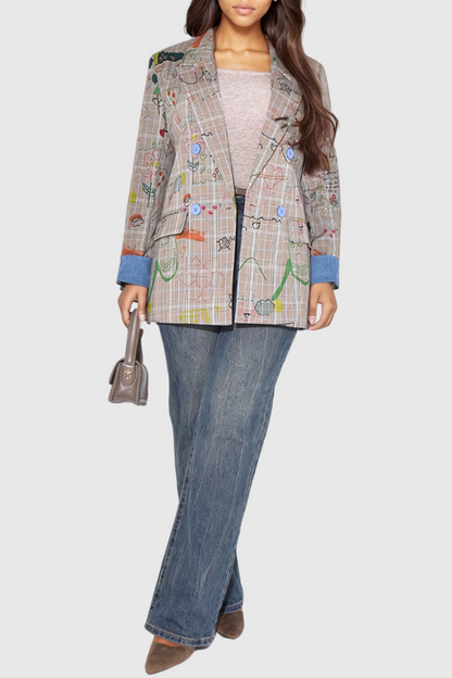 Jamila Graffiti Grid Blazer