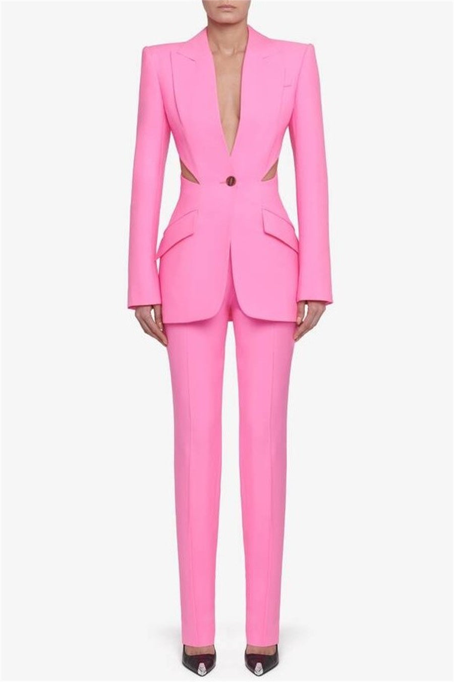 Jayde Slashed Single-Breasted Blazer Set