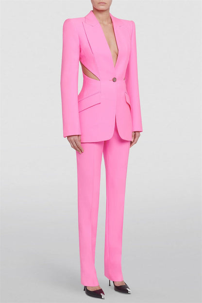 Jayde Slashed Single-Breasted Blazer Set