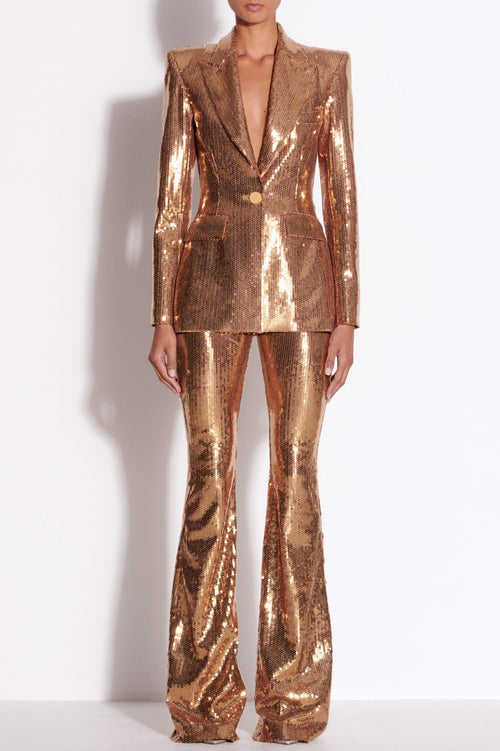 Joye Gold Sequin Blazer Two Piece Set