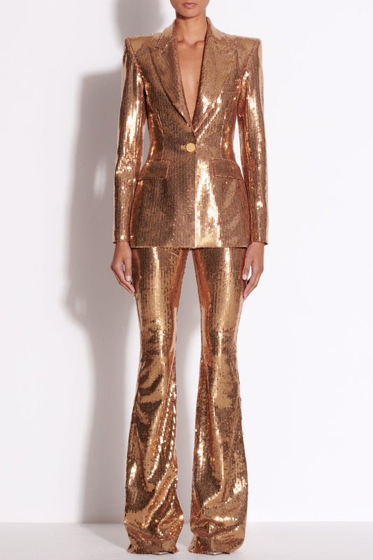 Joye Gold Sequin Blazer Two Piece Set