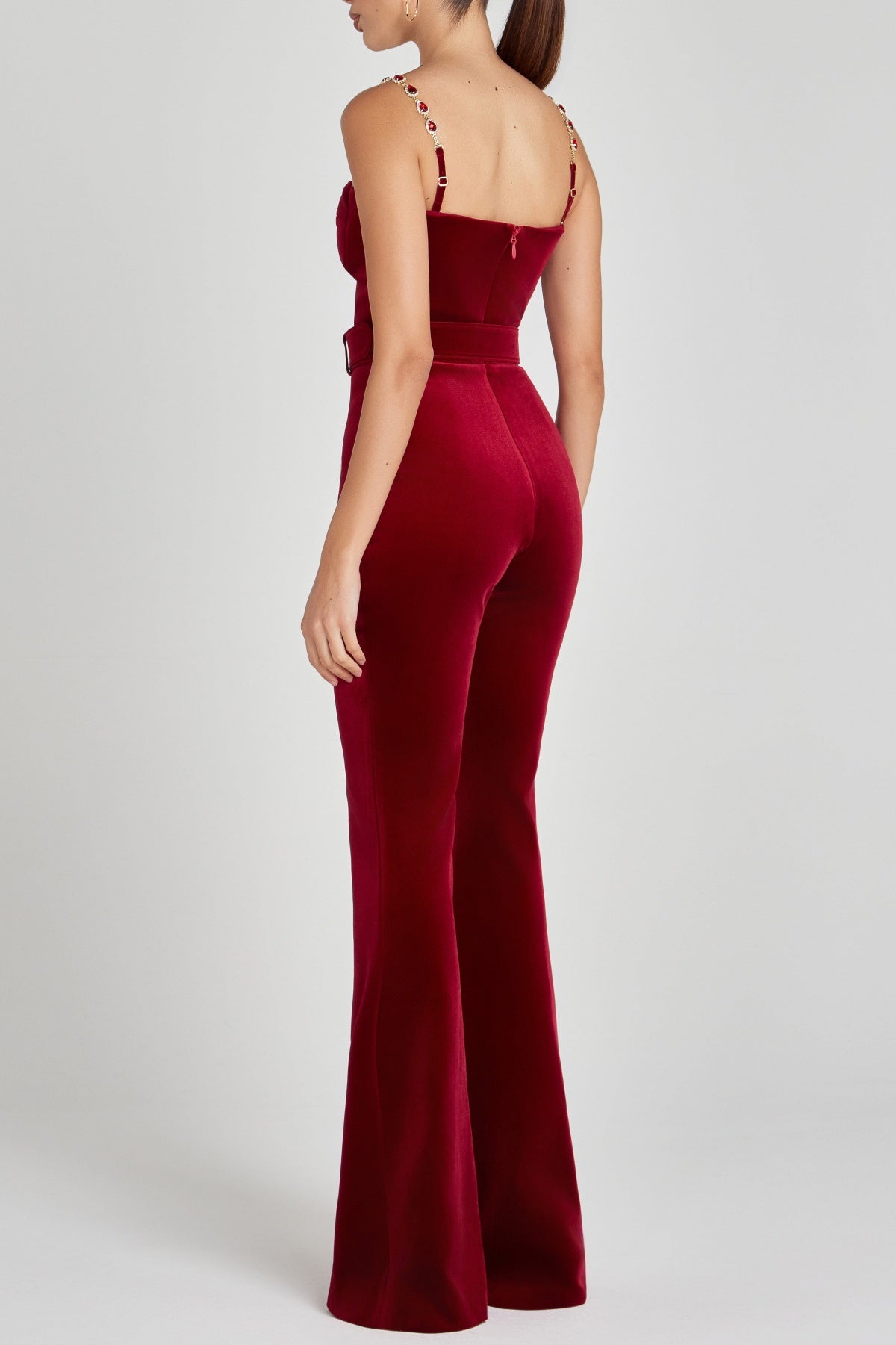 Kalene Diamante Chain Velvet Jumpsuit