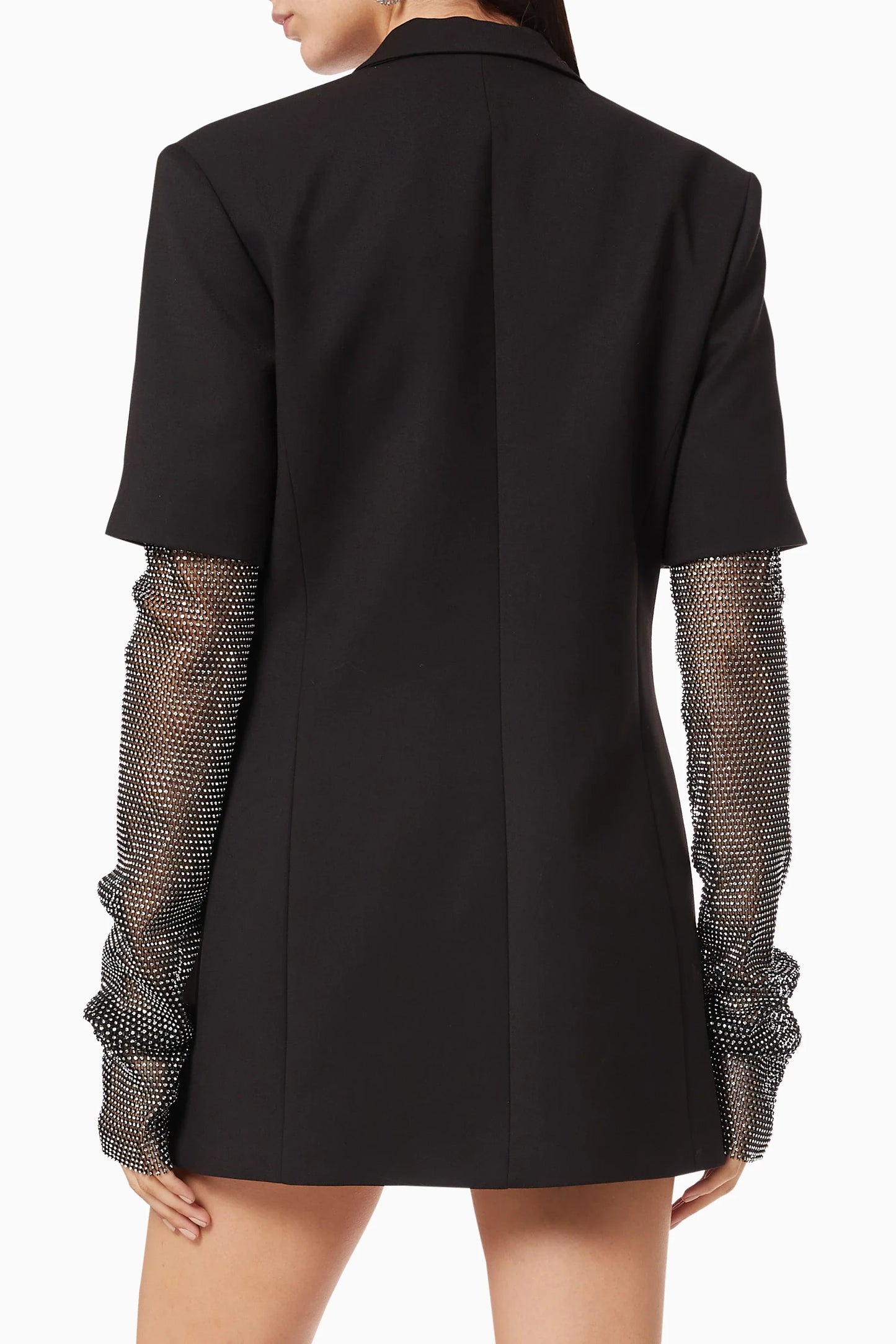 Kali Crystal Mesh Sleeves Blazer