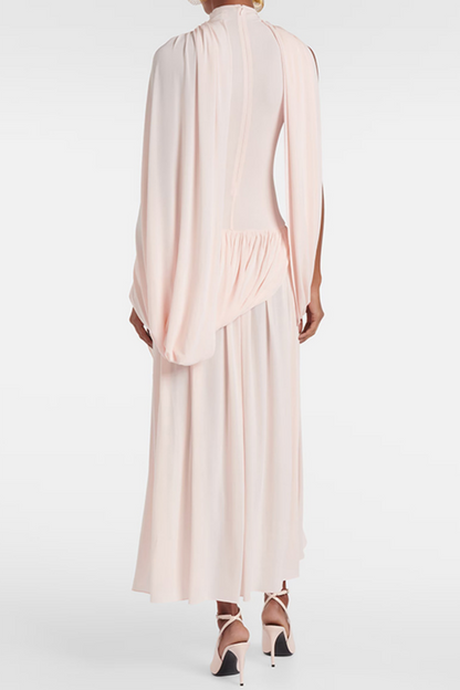 Katey Asymmetric Cape Draped Midi Dress