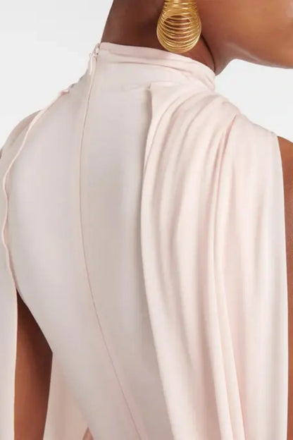 Katey Asymmetric Cape Draped Midi Dress