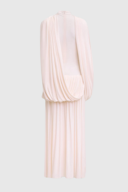 Katey Asymmetric Cape Draped Midi Dress