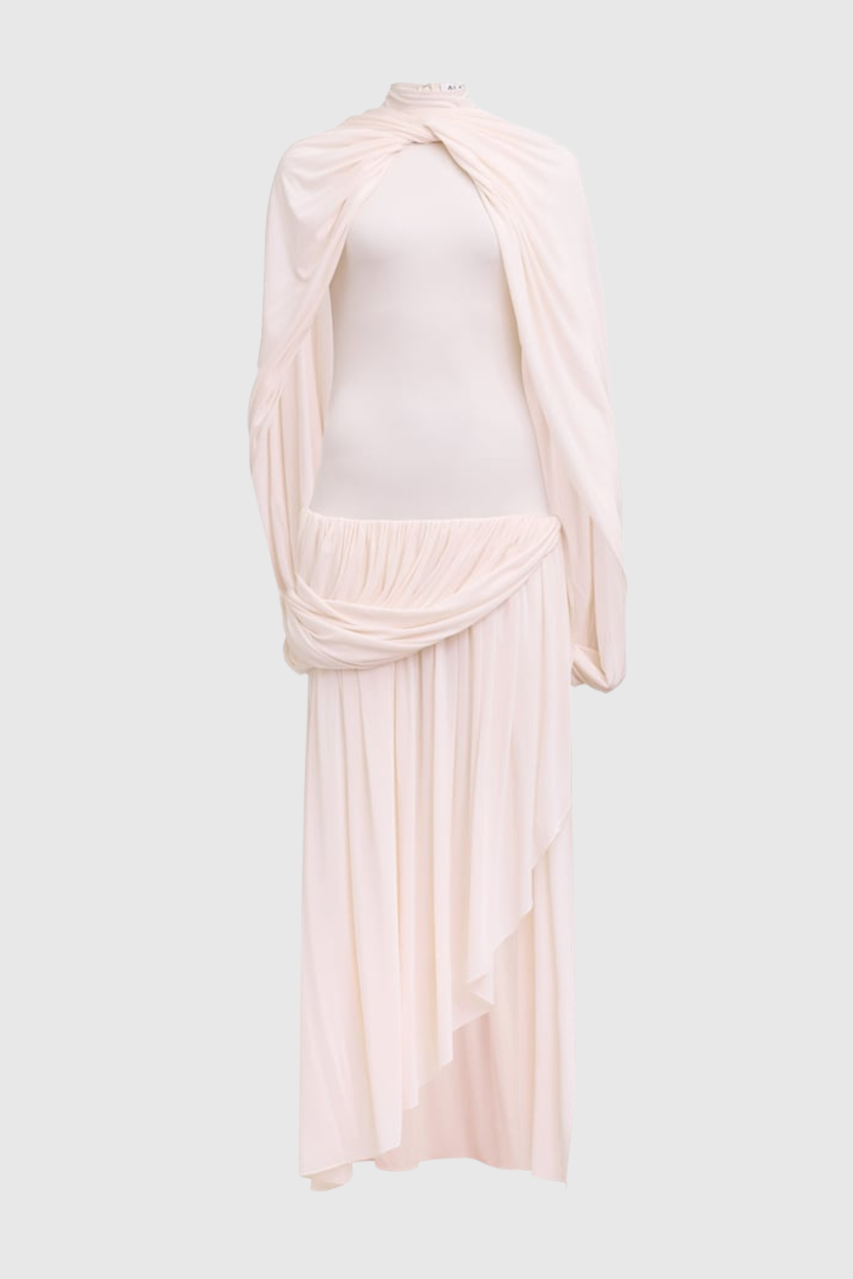 Katey Asymmetric Cape Draped Midi Dress