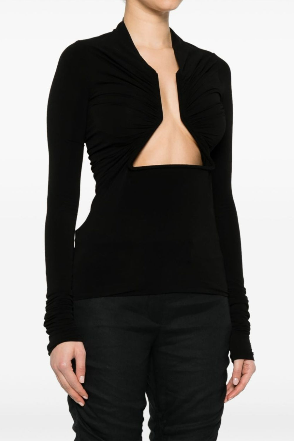 Kohana Cutout Ruch Bodycon Top - Black
