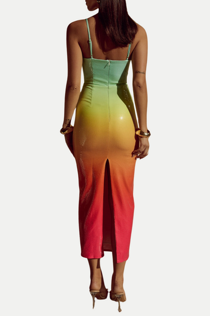 Kolina Sunset Sequin Midi Dress