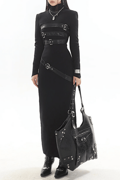 Kulic Buckle Embellished Knit Maxi Dress