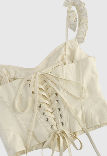 Lagina Corset Lace Up Ruffle Skirt Set