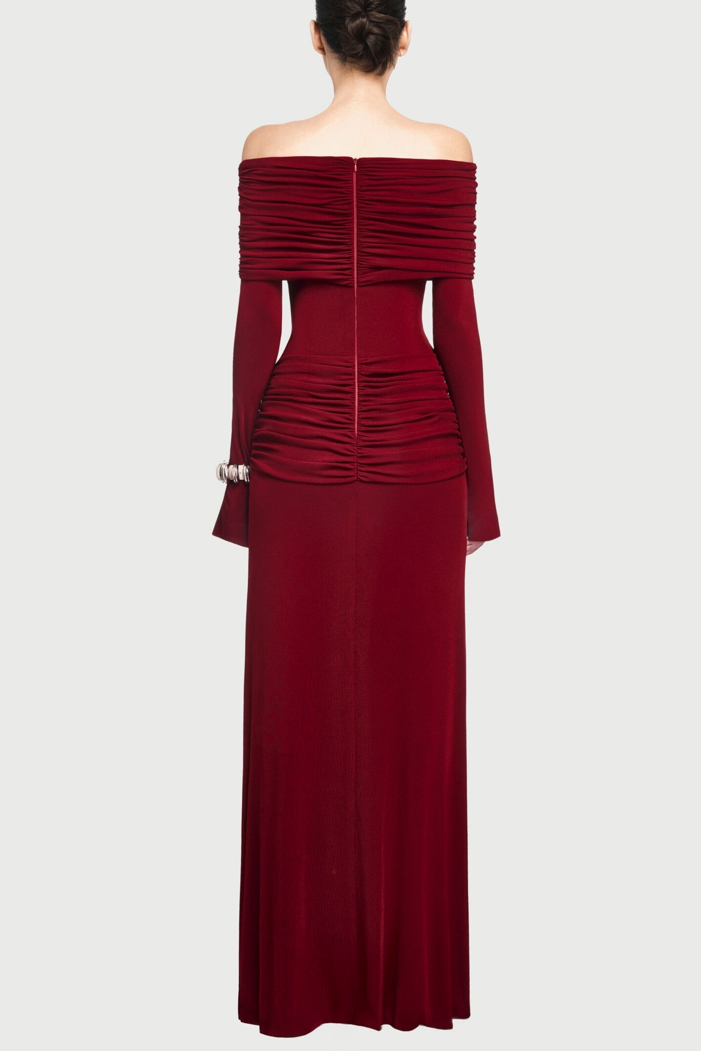 Lekeisha Off Shoulder Draped Maxi Dress - Red