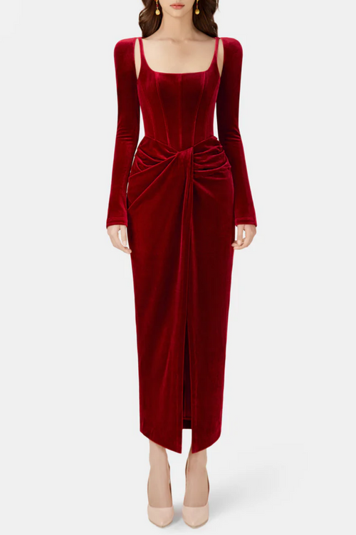 Renwick Velvet Corset Midi Dress