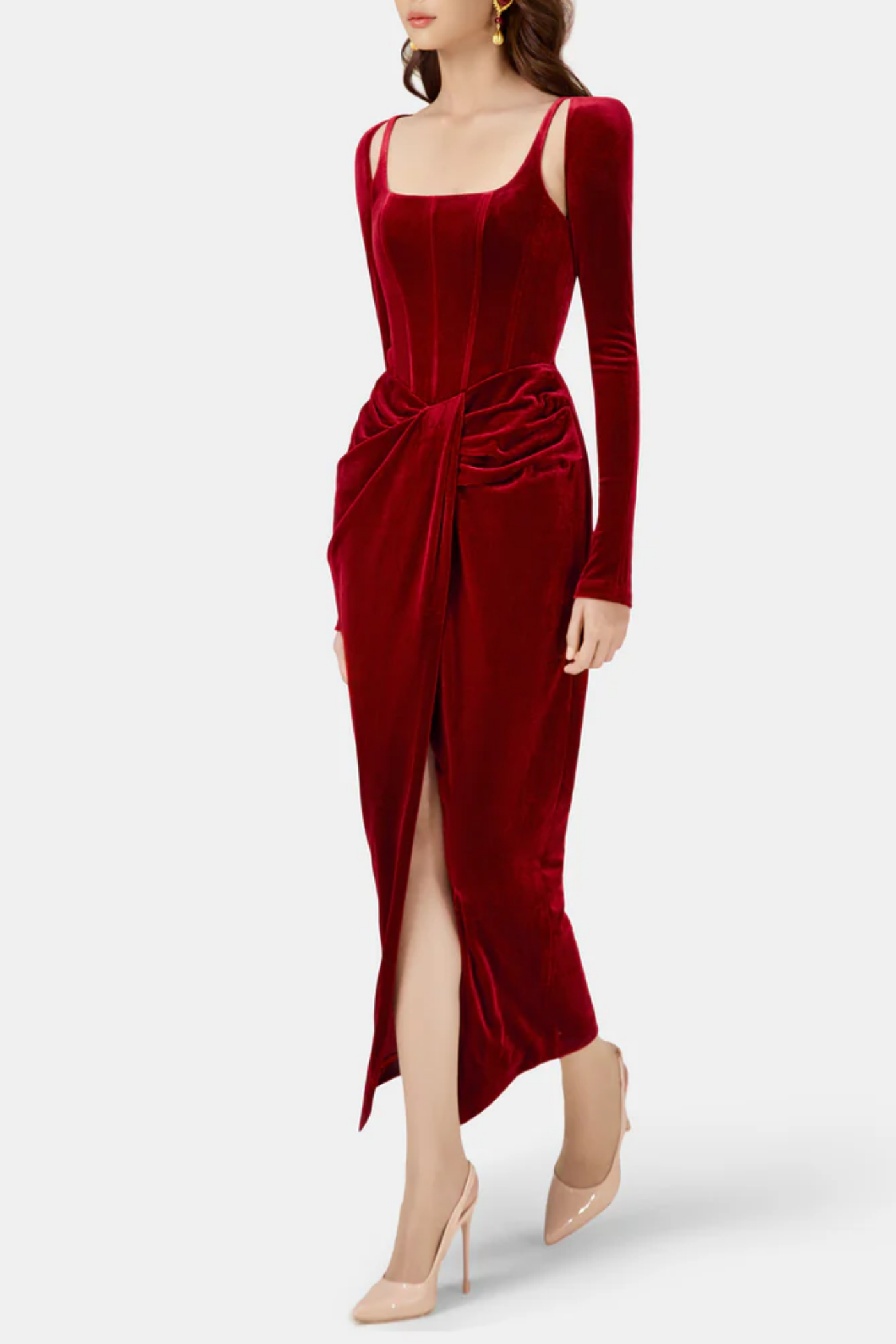 Renwick Velvet Corset Midi Dress