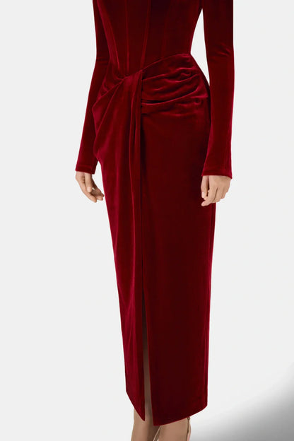 Renwick Velvet Corset Midi Dress
