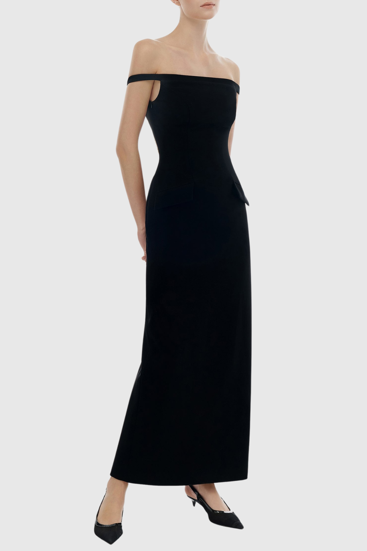 Macsen Pearl Beaded Off Shoulder Maxi Dress