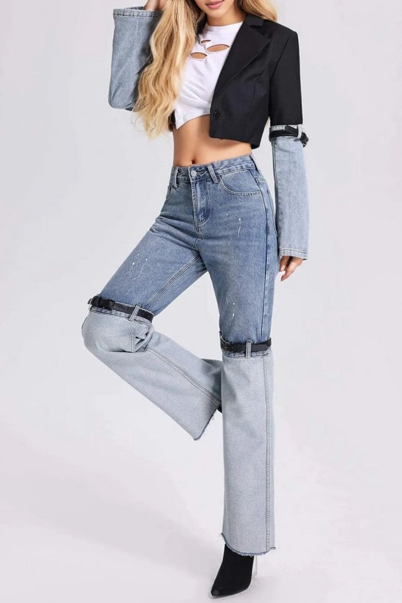 Madilyn Patchwork Denim Blazer