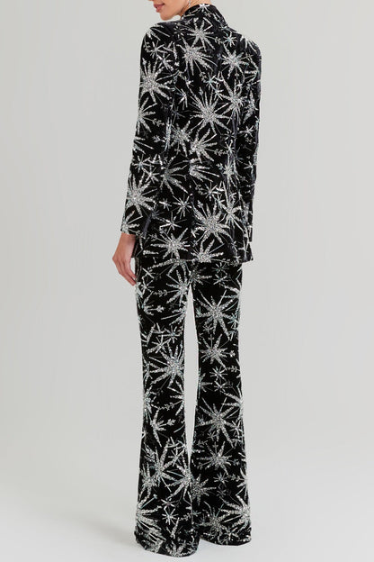 Marigo Star Glitter Embroidered Blazer Two Piece Set