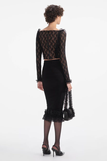 Meghn Lace Ruffle Top