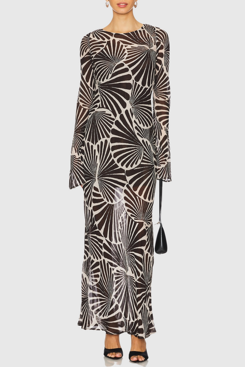 Milada Print Maxi Silk Dress