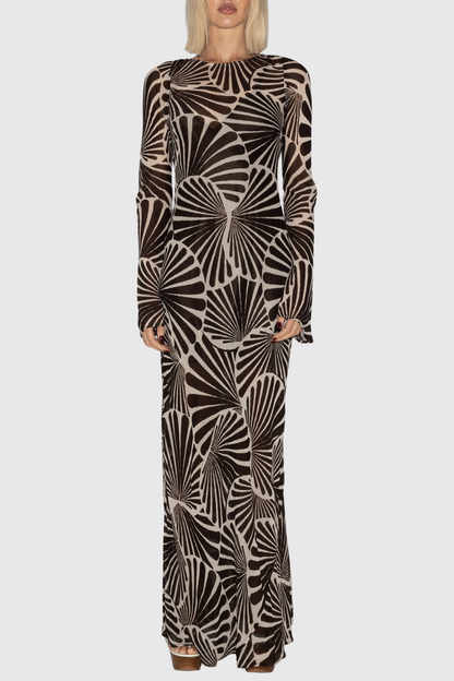 Milada Print Maxi Silk Dress