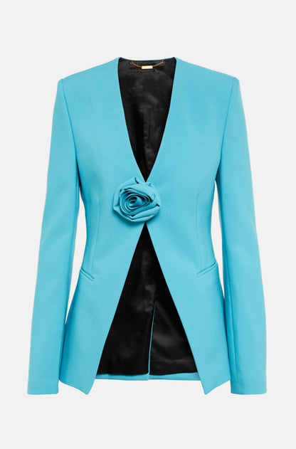 Minya Rose-embellished Collarless Blazer Set