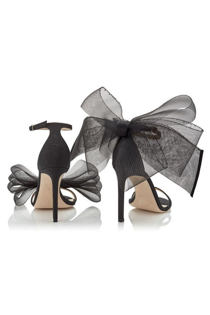 Miranda Bow-embellished Satin Sandals - Black